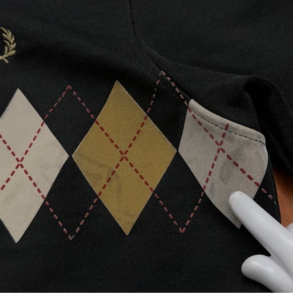 Fred Perry Sportswear Track Jacket Mens S Full-Zip Argyle Print Pockets Black - Picture 8 of 8